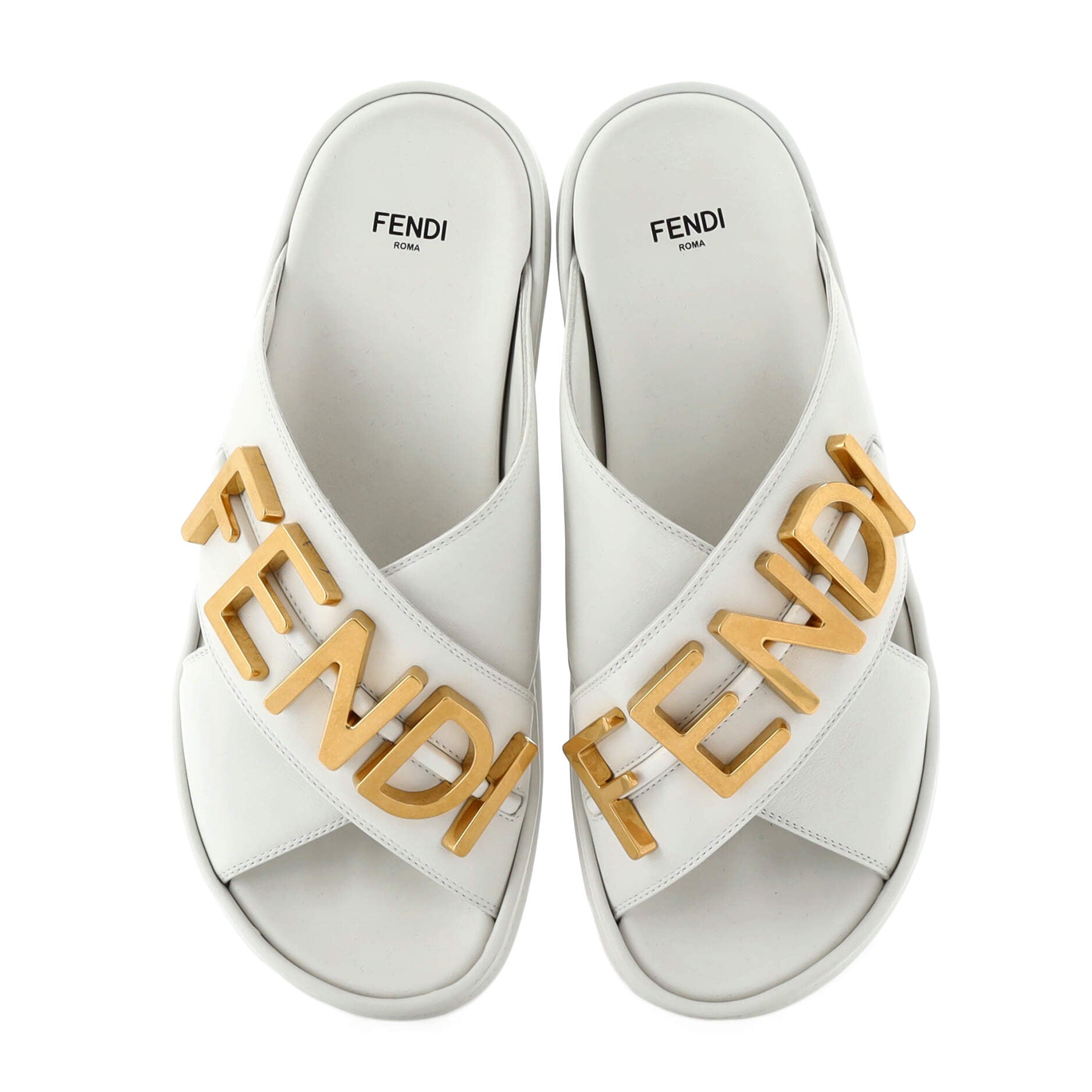 Fendi Women's Fendigraphy Slide Sandals Leather White 2286061