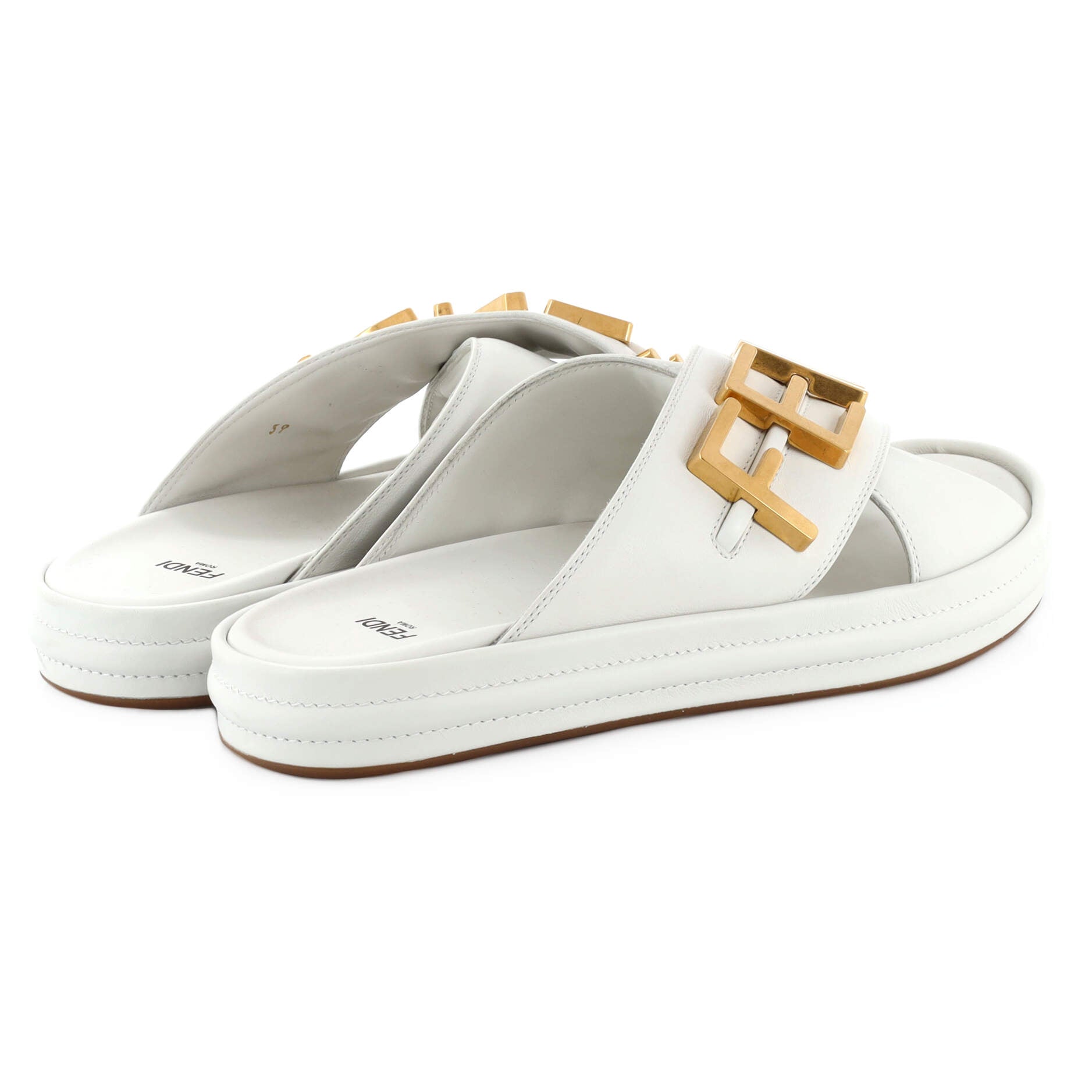 Fendi Women's Fendigraphy Slide Sandals Leather White 2286061