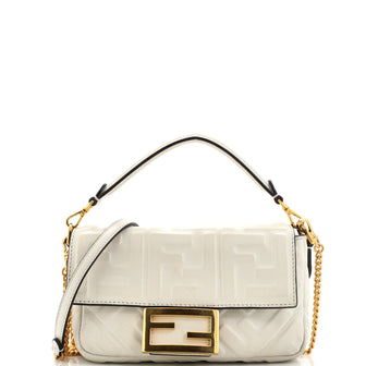 Fendi Baguette NM Bag Zucca Embossed Leather Mini