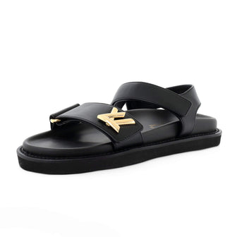 Louis Vuitton Women's Sunset Comfort Flat Sandals Leather Black 2287491