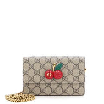 Gucci Cherries Wallet on Chain GG Coated Canvas Mini