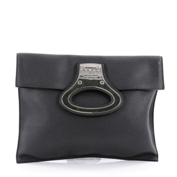 Louis Vuitton Fold Over Portfolio Handbag Leather Black 2287805