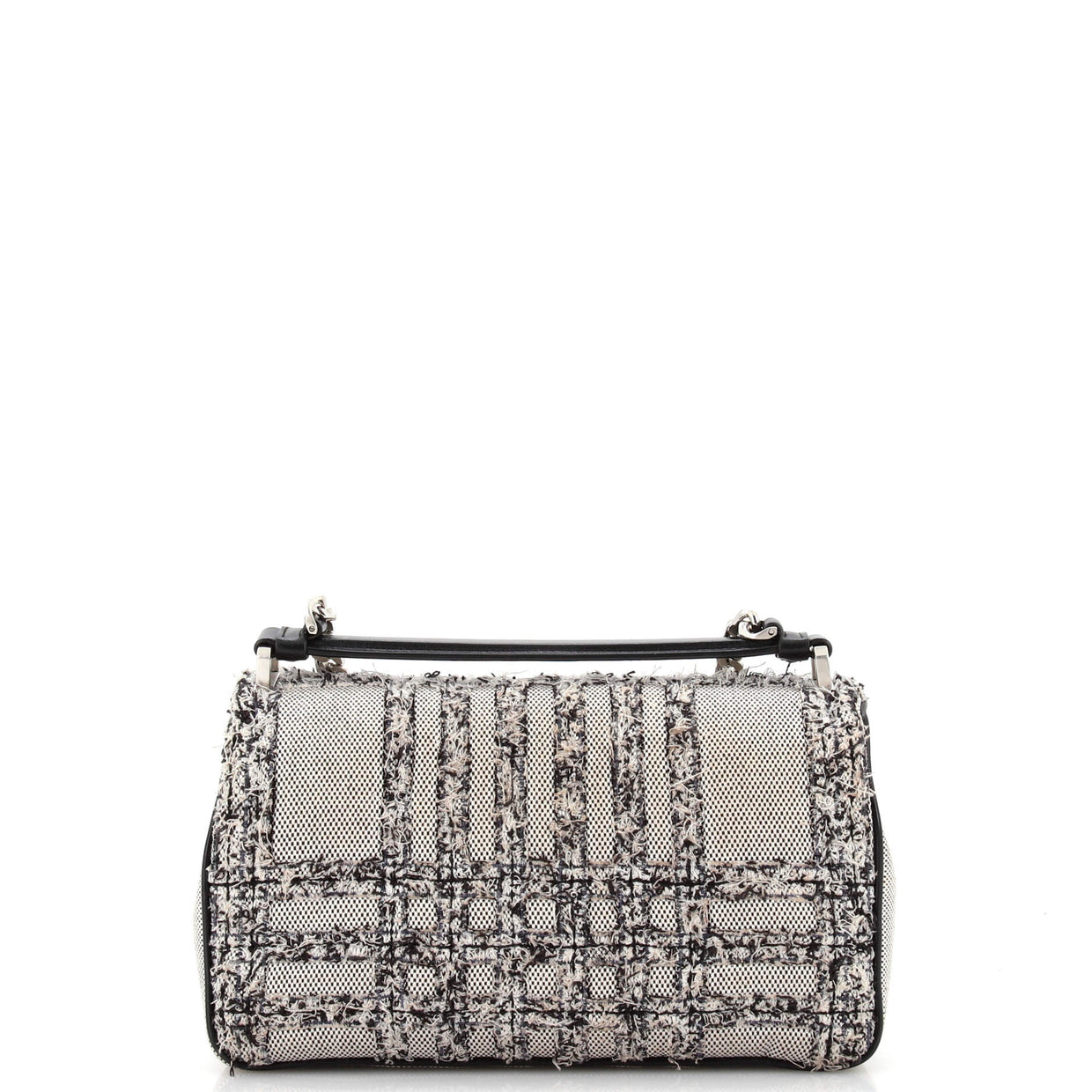 Burberry Lola Top Handle Bag Needle Punch Check Canvas Small Black 2287911