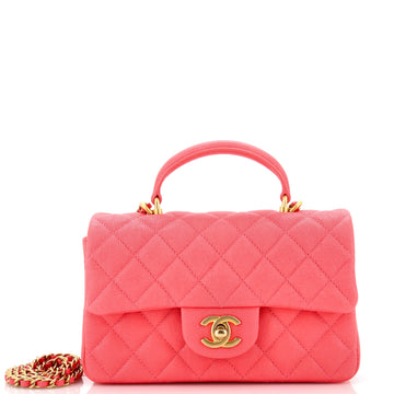 Chanel Classic Single Flap Top Handle Bag Quilted Caviar Mini