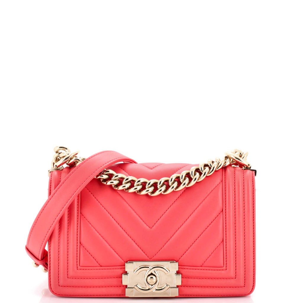 Chanel Boy Flap Bag Chevron Lambskin Small Pink 2288141