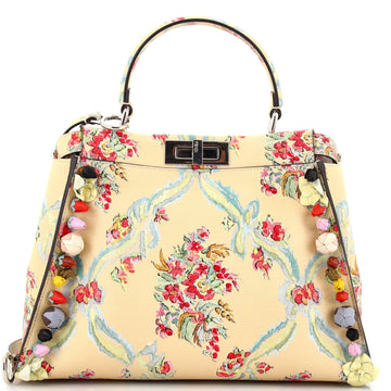 Fendi Peekaboo Bag Embellished Printed Leather Regular