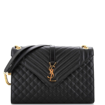 Saint Laurent Classic Monogram Envelope Satchel Matelasse Chevron Leather Large