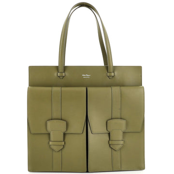 Salvatore Ferragamo Double Pocket Tote Leather Medium