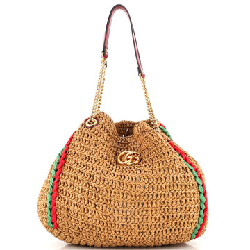 Gucci GG Marmont Chain Tote Raffia Large