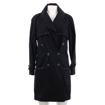 Chanel Women's Chain Double Breasted Trench Coat Cotton Blend