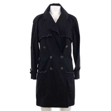 Chanel Women's Chain Double Breasted Trench Coat Cotton Blend