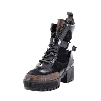 Louis Vuitton Women's Laureate Platform Desert Boots Suede with Monogram  Canvas Black 2288722