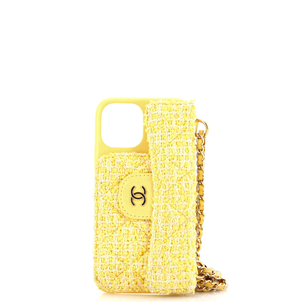 Chanel Pearl Crush Phone Case with Chain Quilted Tweed iPhone 12 Pro 228914 Chanel Pearl Crush Phone Case with Chain Quilted Tweed iPhone 12 Pro 228914