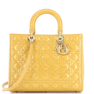 Christian Dior Lady Dior Bag Cannage Quilt Patent Large