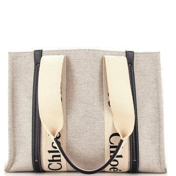 Chloe Woody Tote Canvas with Leather Medium