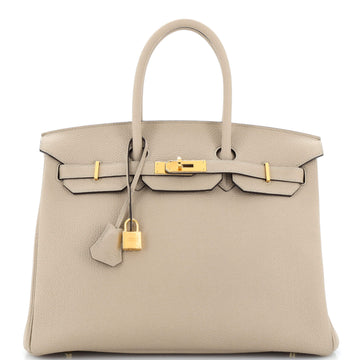 Hermes Birkin Handbag Grey Togo with Gold Hardware 35