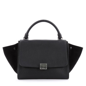 Celine Trapeze Handbag Leather Small Black 2289501