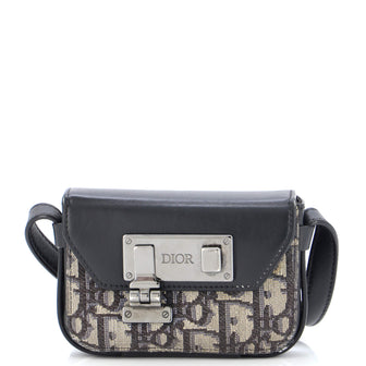Christian Dior Clasp Lock Messenger Pouch Oblique Canvas and Leather Nano