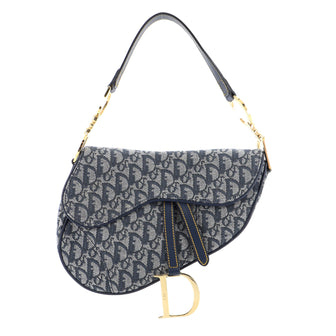 Christian Dior Vintage Saddle Bag Diorissimo Canvas Medium