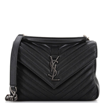 Saint Laurent Classic Monogram College Bag Matelasse Chevron Leather Medium