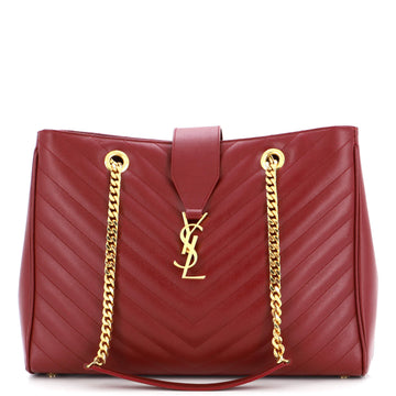 Saint Laurent Classic Monogram Shopper Matelasse Chevron Leather Large