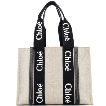 Chloe Woody Tote Canvas with Leather Medium