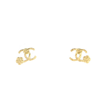 Chanel CC Camellia Stud Earrings Metal
