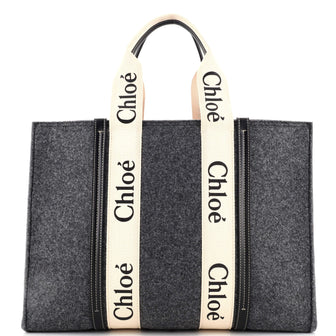 Chloe Woody Tote Recycled Felt with Leather and Canvas Large