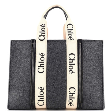 Chloe Woody Tote Recycled Felt with Leather and Canvas Large