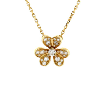 Van Cleef & Arpels Frivole Pendant Necklace 18K Yellow Gold with Pave Diamonds Mini