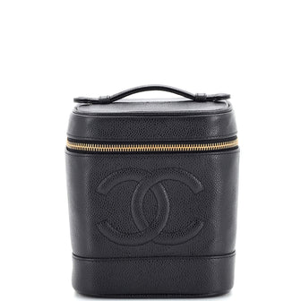 Chanel Vintage Timeless Cosmetic Case Caviar Tall