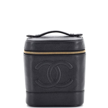 Chanel Vintage Timeless Cosmetic Case Caviar Tall
