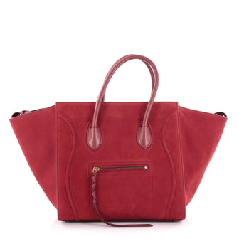Celine Phantom Handbag Suede Medium Red 2290902