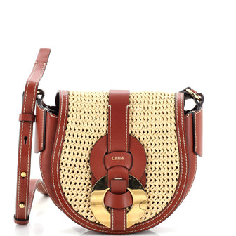 Chloe Darryl Crossbody Bag Raffia with Leather Small