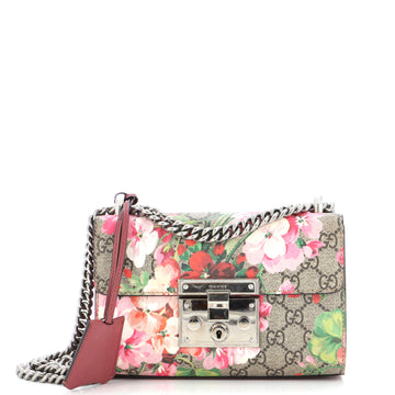 Gucci Padlock Shoulder Bag Blooms Print GG Coated Canvas Small