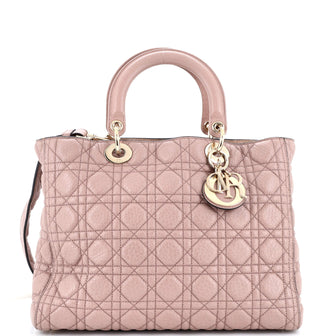Christian Dior Supple Lady Dior Bag Cannage Quilt Leather Large