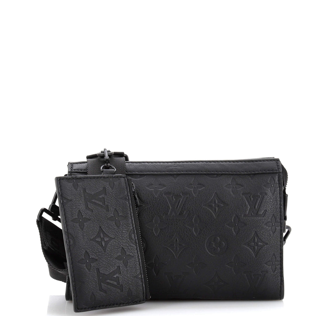 LOUIS VUITTON Black Monogram Leather Gaston Wearable Wallet Shoulder Bag