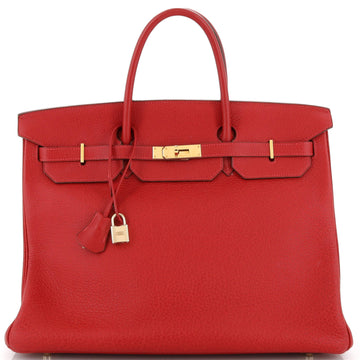 Hermes Birkin Handbag Red Buffalo with Gold Hardware 40