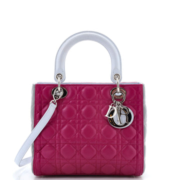 Christian Dior Tricolor Lady Dior Bag Cannage Quilt Lambskin Medium