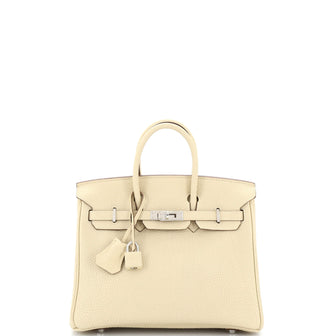 Hermes Birkin Handbag Light Togo with Palladium Hardware 25
