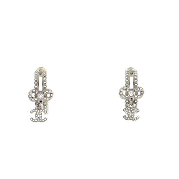 Chanel CC Bow Hoop Earrings Metal with Crystals