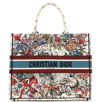 Christian Dior Book Tote Embroidered Canvas Large