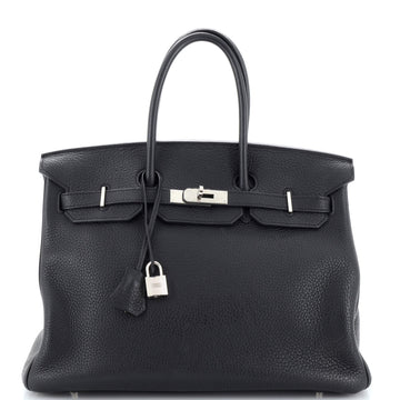 Hermes Birkin Handbag Black Togo with Palladium Hardware 35