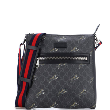 Gucci Web Strap Front Zip Messenger Bag Printed GG Coated Canvas Medium