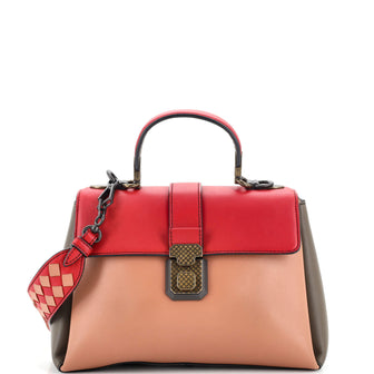 Bottega Veneta Piazza Top Handle Bag Leather with Intrecciato Detail Small