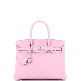 Hermes Birkin Handbag Pink Clemence with Palladium Hardware 30