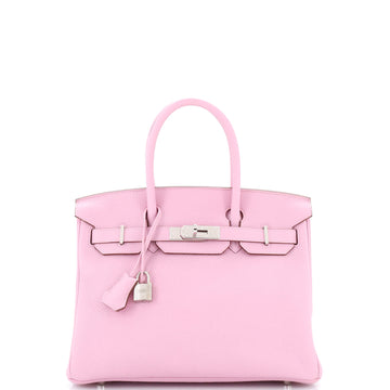 Hermes Birkin Handbag Pink Clemence with Palladium Hardware 30