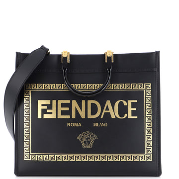 Fendi x Versace Fendace Convertible Sunshine Shopper Tote Printed Leather Medium