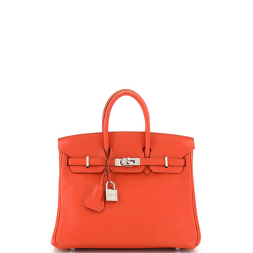 Hermes Birkin Handbag Orange Swift with Palladium Hardware 25