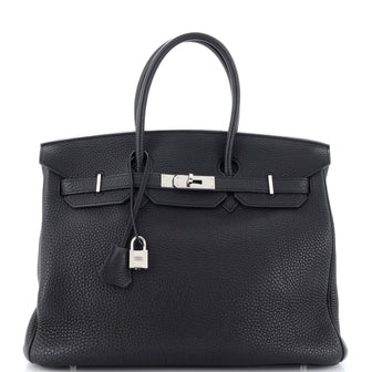 Hermes Birkin Handbag Black Togo with Palladium Hardware 35